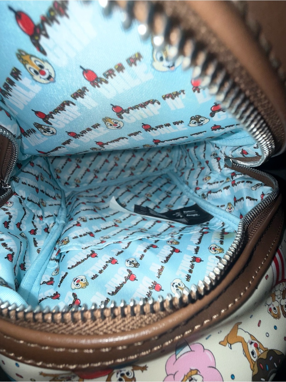 Disney Loungefly Cream Mini Backpack with Chip 'n' Dale Snack Print - Picture 5 of 6